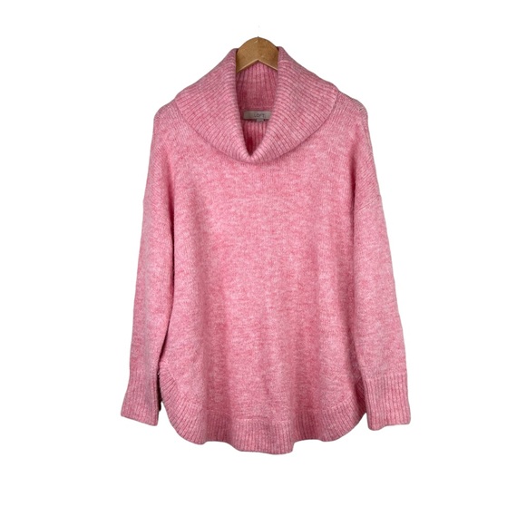 LOFT Sweaters - Loft soft pink cowl neck  rib knit pullover tunic sweater